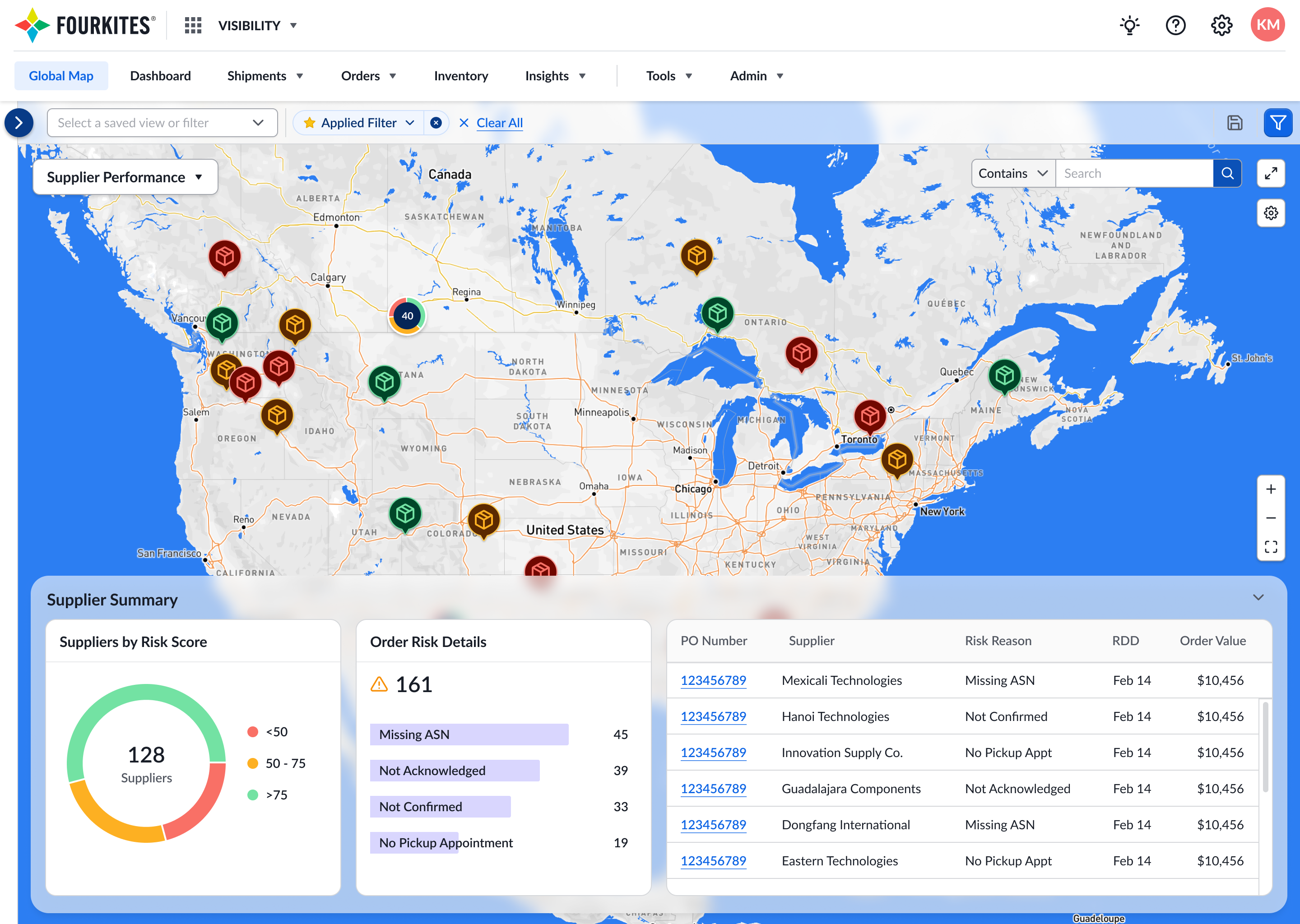 Global Map View in light theme