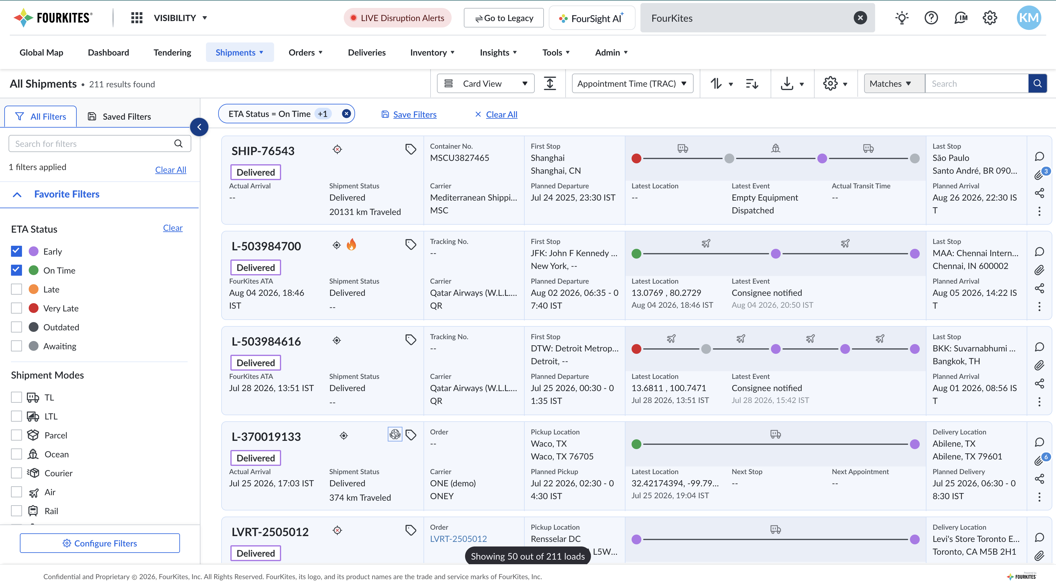 Redesigned shipment tracking UI