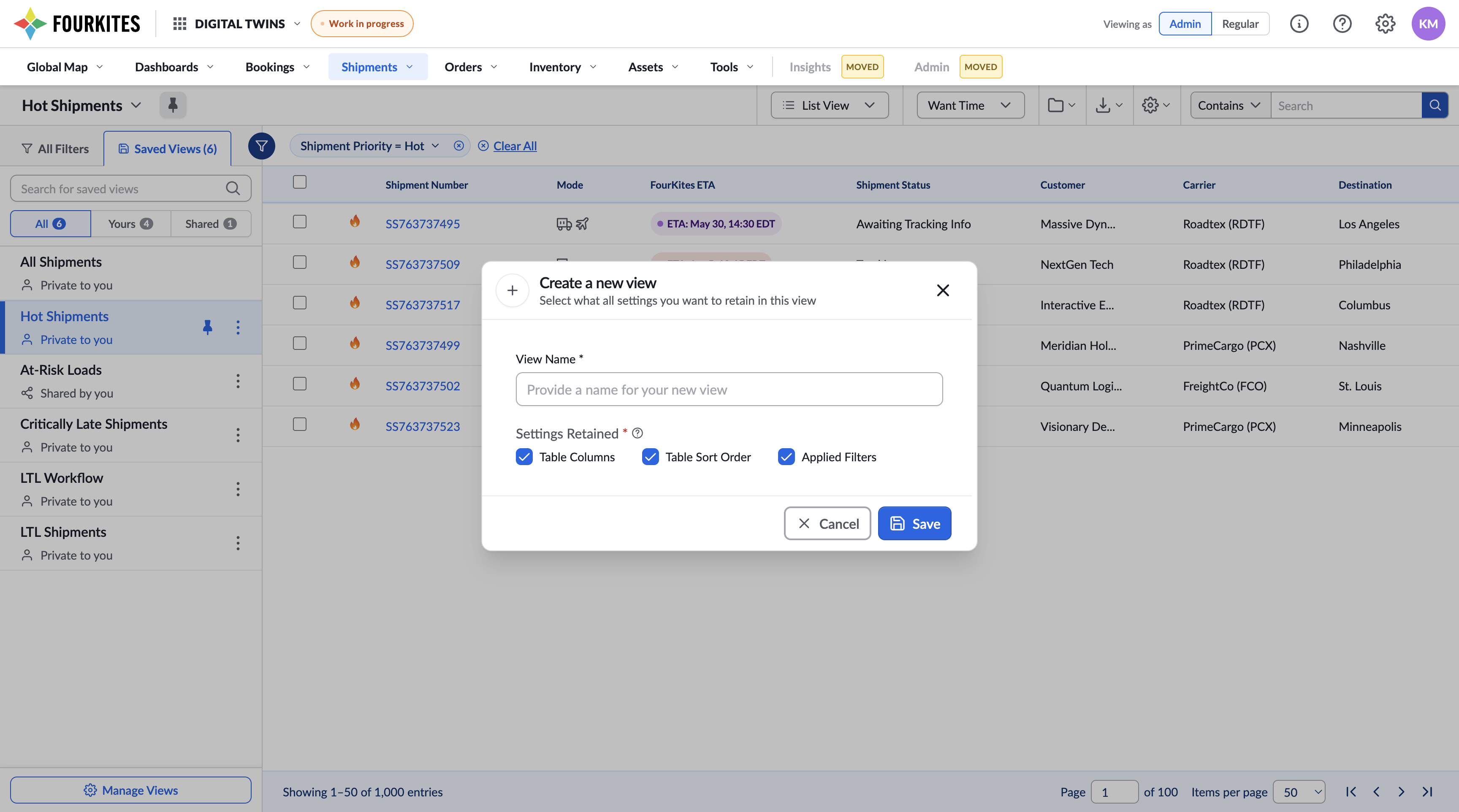 Saved Views edit mode — placeholder image